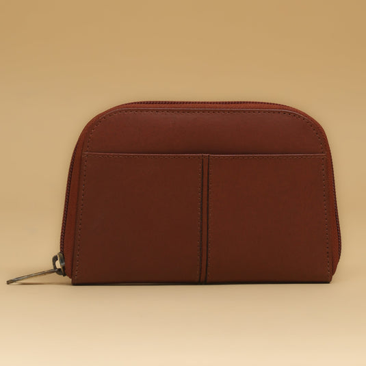 Eco-leather striped women's purse handmade document organizer brown wallet