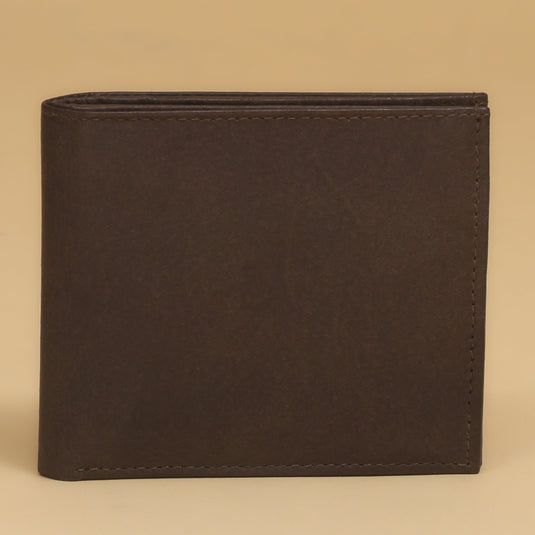 Eco-leather brown wallet with multiple card slots and compartments, classic and durable design