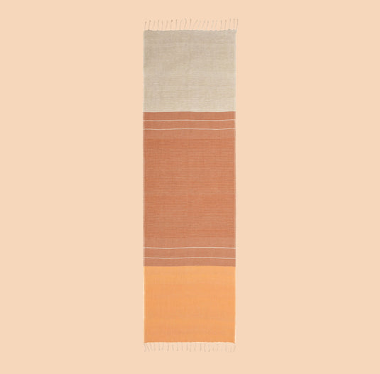 Dual tone peach and ivory linen and organic cotton mix stole with tassels