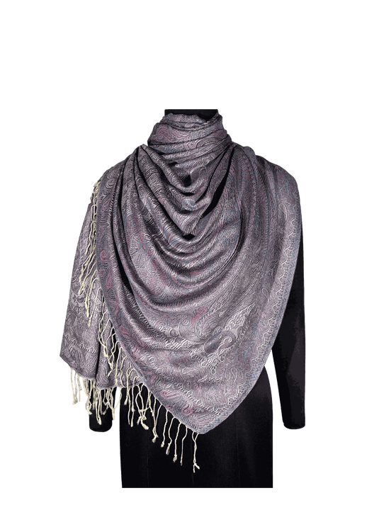 Jacquard woven Modal stole with paisley-inspired design.